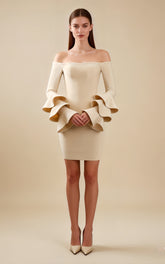 Ana Bell Sleeve Bandage Dress In Apricot