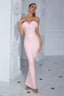 Archer Pink Strapless Feather Bandage Evening Dress