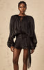 Aria Black Puff-Sleeve Ruffle Mini Dress