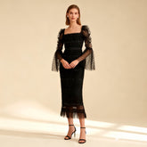 Calvin Black Sequin Mesh Maxi Dress