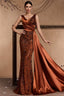 Celine Rust Sequin Print Maxi Evening Dress