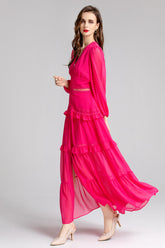 Sienna Cutout Cake Layered Maxi Dress In Rosered