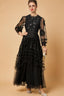 Eliana Embroidered Sequin Mesh Maxi Dress In Black