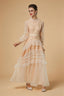 Eliana Embroidered Sequin Mesh Maxi Dress In Apricot
