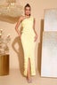 Elise Yellow 3D Floral Bodycon One-Shoulder Dress