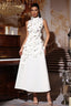 Elton White 3D Floral A-Line Maxi Dress