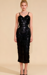 Ember Black Sequin Pearl Maxi Dress