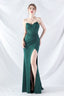Ethan Strapless Satin Evening Dress In Dark Green