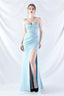 Ethan Strapless Satin Evening Dress In Sky Blue