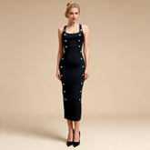 Etta Black Button Detail Bandage Maxi Dress
