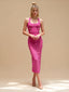 Etta Hot Pink Button Detail Bandage Maxi Dress