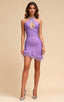 Evan Purple Feather Diamond Bandage Mini Dress
