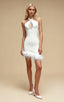 Evan White Feather Diamond Bandage Mini Dress