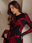 Adeline Floral Embroidered Backless Maxi Dress In Black