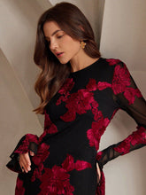 Adeline Floral Embroidered Backless Maxi Dress In Black