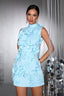 Hudson Sky Blue 3D Floral Bow Detail Mini Dress