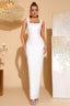 Isabella White Bead Floral Bandage Maxi Dress
