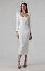 Juno White Long Sleeve Bandage Midi Dress