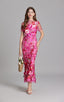 Keira Fuchsia 3D Floral Short Sleeve Maxi Dress