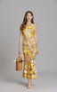 Keira Yellow 3D Floral Short Sleeve Maxi Dress