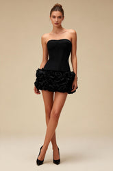 Lana Black Floral Hem Mini Bodycon Dress