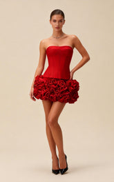 Lana Red Floral Hem Mini Bodycon Dress