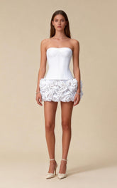 Lana White Floral Hem Mini Bodycon Dress