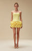 Lana Yellow Floral Hem Mini Bodycon Dress