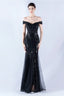 Lennon Black Sequin Tulle Maxi Evening Dress