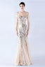 Lennon Gold Sequin Tulle Maxi Evening Dress
