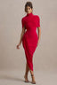 Leonard Red Backless Shawl Maxi Dress