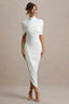 Leonard White Backless Shawl Maxi Dress