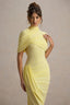 Leonard Yellow Backless Shawl Maxi Dress