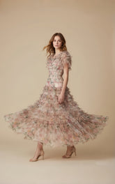 Liam Floral Tiered Ruffle Midi Dress