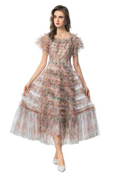 Liam Floral Tiered Ruffle Midi Dress