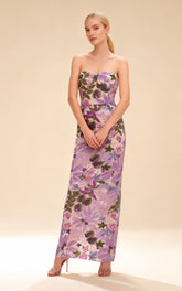 Livia Lavender Embroidered Strapless Maxi Dress