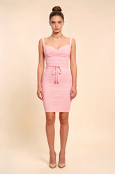 Maeve Pink Belted Mini Bandage Dress