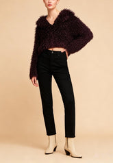 Marley Burgundy Faux Suede Long-Sleeve Jacket