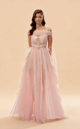 Mason Off-Shoulder Ribbon Mesh Maxi Dress