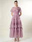 Naomi Purple Ruffled Short Sleeve Maxi Dress