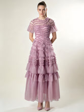 Naomi Purple Ruffled Short Sleeve Maxi Dress