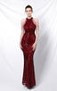 Nolan Red Rhinestone Tassel Maxi Evening Dress