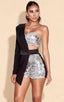 Nova Black Sequin One Shoulder Romper
