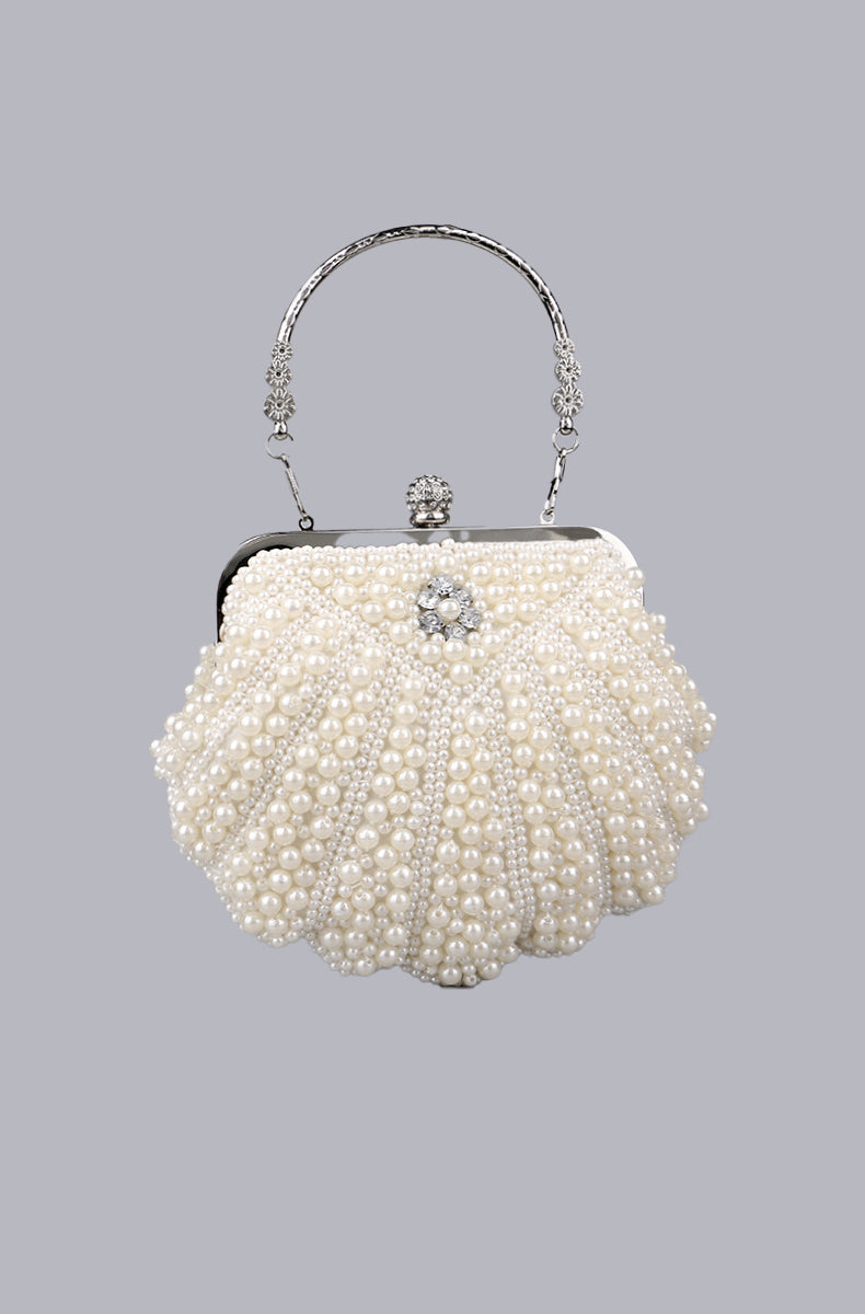 Mattea Pearl Rhinestone Handbag in Off-White - PDC