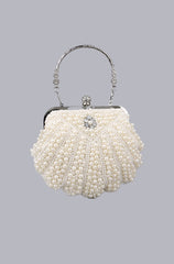 Mattea Pearl Rhinestone Handbag in Off-White - PDC