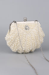 Mattea Pearl Rhinestone Handbag in Off-White - PDC