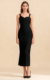 Ronan Black V-neck Bandage Maxi Dress