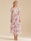 Sada Bubble Sleeve Mesh Floral Maxi Dress In White
