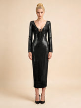 Serena Black Sequin Maxi Dress