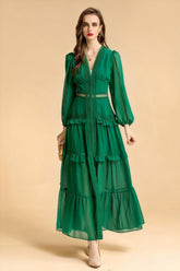 Sienna Cutout Cake Layered Maxi Dress In Green
